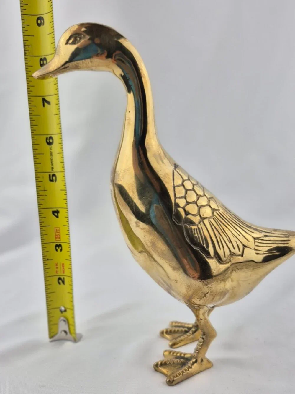 Vintage MCM Hollywood Regency Solid Free Standing Brass Duck Figurine Farmhouse